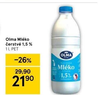Mléko čerstvé Olma - 1,5% polotučné