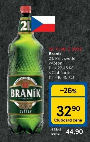 Pivo světlé výčepní 10° Braník