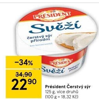 Svěží čerstvý sýr Président
