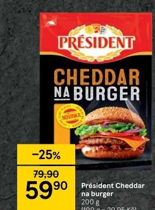 Sýr Cheddar na burger Président