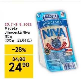 Sýr Niva Jihočeská 50% Madeta