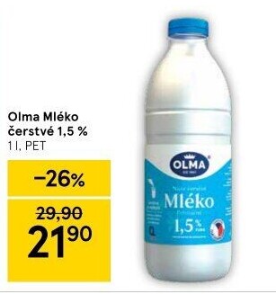 Mléko čerstvé Olma - 1,5% polotučné