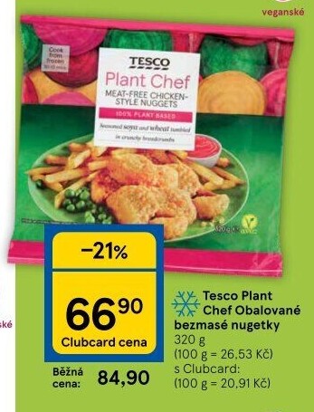 Nugetky veganské mražené Tesco Plant Chef