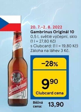 Pivo světlé výčepní Originál 10° Gambrinus