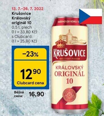 Pivo světlé výčepní Originál Královská 10° Krušovice
