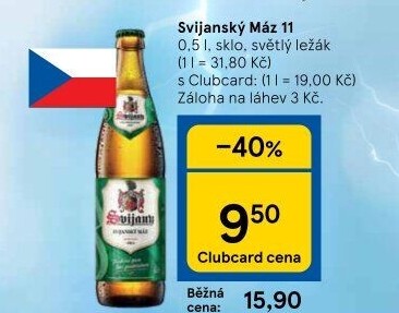 Pivo světlý ležák 11° Svijanský Máz Svijany