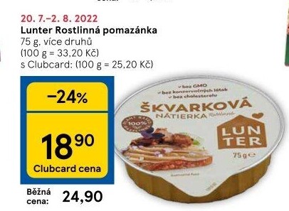 Rostlinné pomazánky Lunter