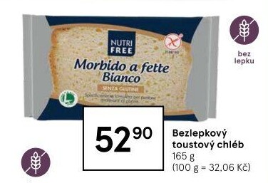 Toustový chléb celozrnný bez lepku Nutrifree