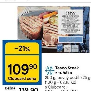 Tuňák steak mražený Tesco