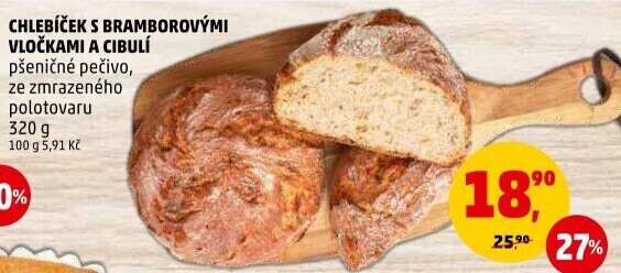 Chléb s bramborovými vločkami a cibulí