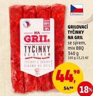 Grilovací tyčinky se sýrem Na gril Penny
