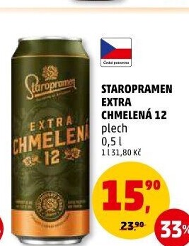 Pivo světlý ležák Extra chmelená 12° Staropramen
