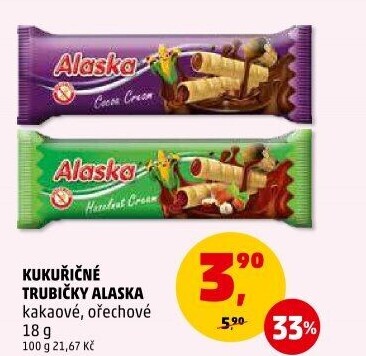 Trubičky bez lepku Alaska