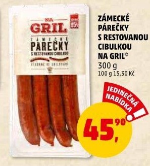 Zámecké párečky s restovanou cibulkou Na gril Penny