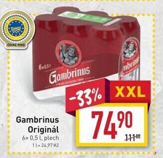 Pivo světlé výčepní Originál 10° Gambrinus