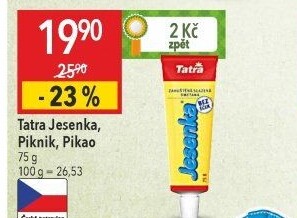 Mléko kondenzované Jesenka Tatra