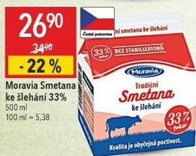 Smetana ke šlehání 33% Moravia