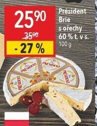 Sýr Brie s ořechy Président