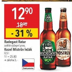 Pivo světlé výčepní Ratar Radegast