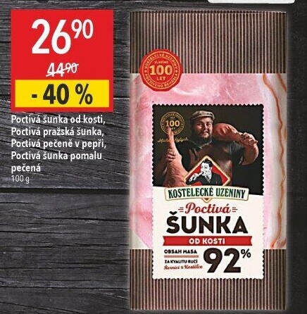 Šunka od kosti poctivá nejvyšší jakosti Kostelecké uzeniny