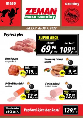 akční leták ZEMAN maso - uzeniny 25.7.2022-30.7.2022