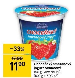 Jogurt smetanový ochucený Choceňský