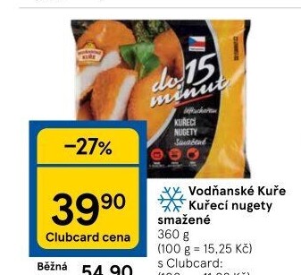Nugetky kuřecí smažené mražené Vodňanské kuře