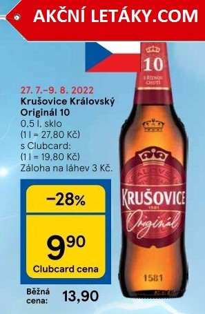 Pivo světlé výčepní Originál Královská 10° Krušovice