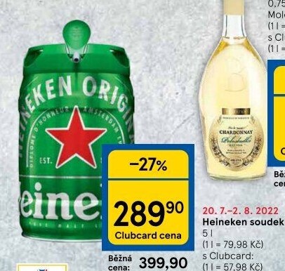 Pivo světlý ležák Heineken - soudek