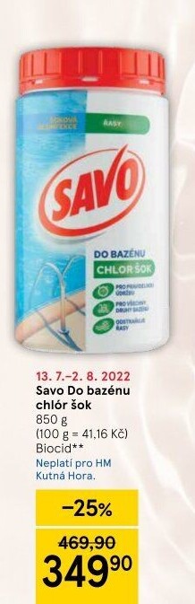 Přípravek do bazénu dezinfekce Chlor Šok Savo