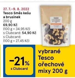 Směs kešu a brusinek Tesco