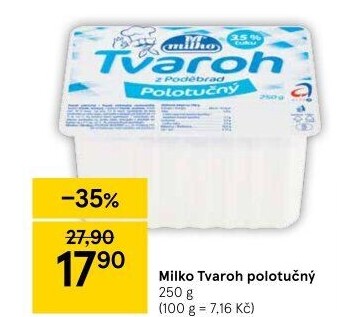 Tvaroh polotučný z Poděbrad Milko