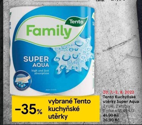 Utěrky kuchyňské 2vrstvé Super Aqua Tento