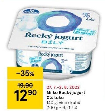 Bílý jogurt řecký 0% Milko