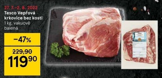 Vepřová krkovice bez kosti Tesco