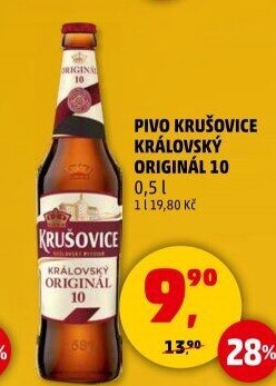 Pivo světlé výčepní Originál Královská 10° Krušovice