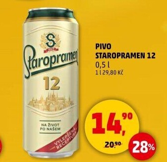 Pivo světlý ležák 12° Staropramen