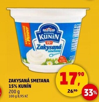 Zakysaná smetana Kunín 15%