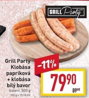 Klobása papriková a bílý bavor Grill Party