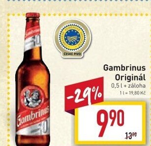 Pivo světlé výčepní Originál 10° Gambrinus