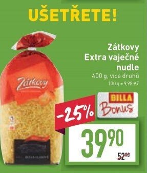 Polévkové nudle Zátkovy