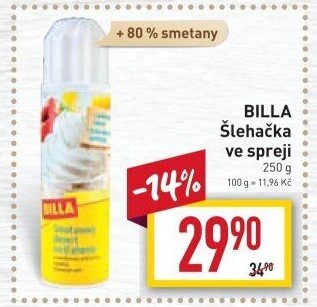 Šlehačka ve spreji Billa