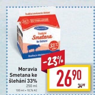 Smetana ke šlehání 33% Moravia