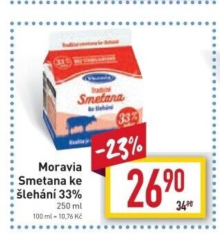 Smetana ke šlehání 33% Moravia