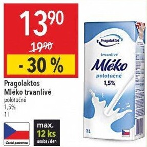 Mléko trvanlivé Pragolaktos- 1,5% polotučné