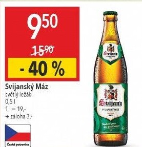 Pivo světlý ležák 11° Svijanský Máz Svijany