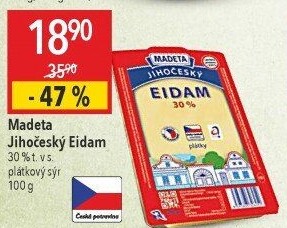 Sýr Eidam Jihočeský 30% Madeta