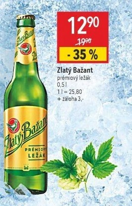 Pivo světlý ležák 12° Zlatý Bažant