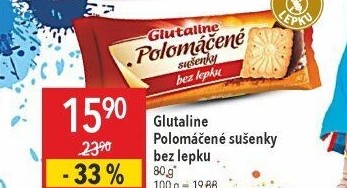 Sušenky polomáčené bez lepku Glutaline