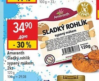 Sladký rohlík bez lepku Vital Amaranth